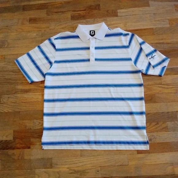 Footjoy Golf Polo Shirt Men's Size XL Athletic Striped Blue White - Picture 1 of 6